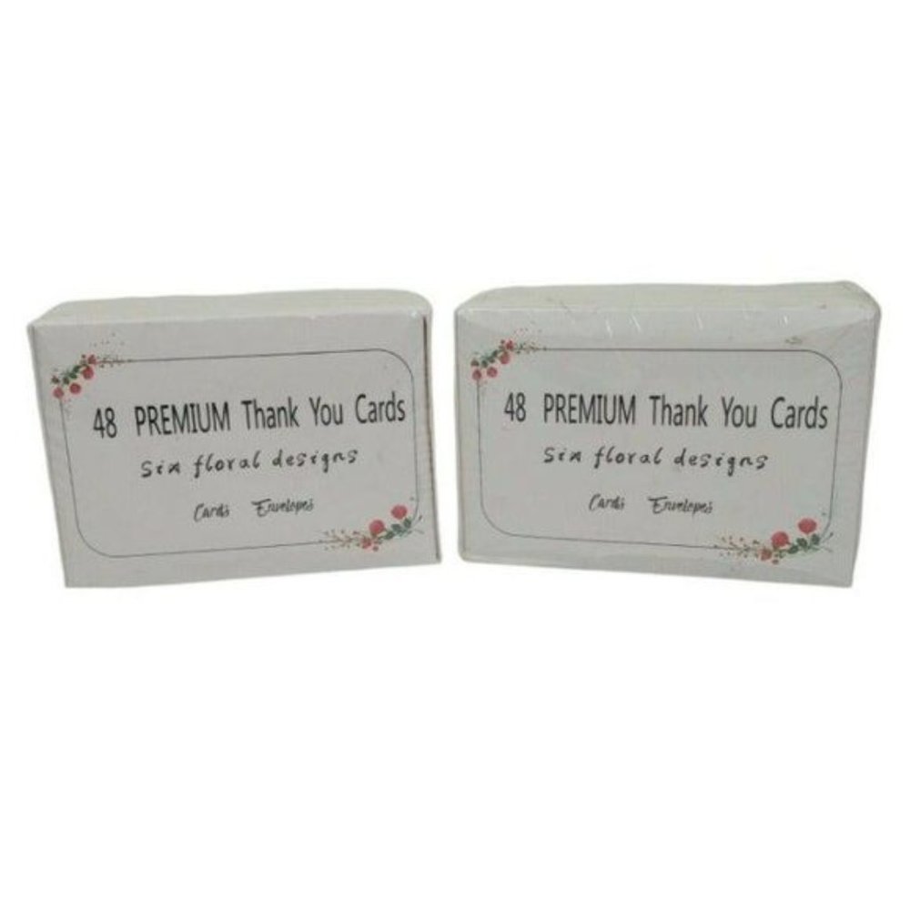 48 X 2 Packs Premium Thank You Cards 5 Floral Designs with Envelopes (2 …